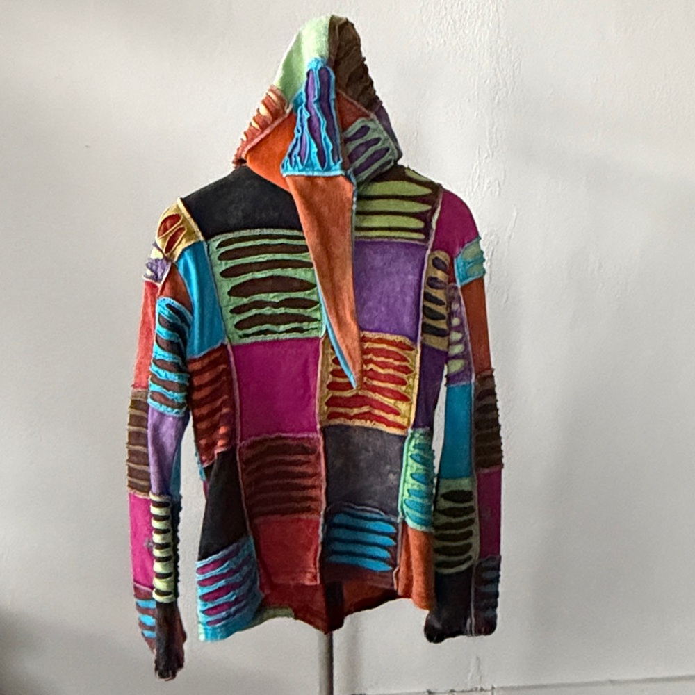 KPC Patchwork Zip Boho Hippie Jacket Size Medium - image 4